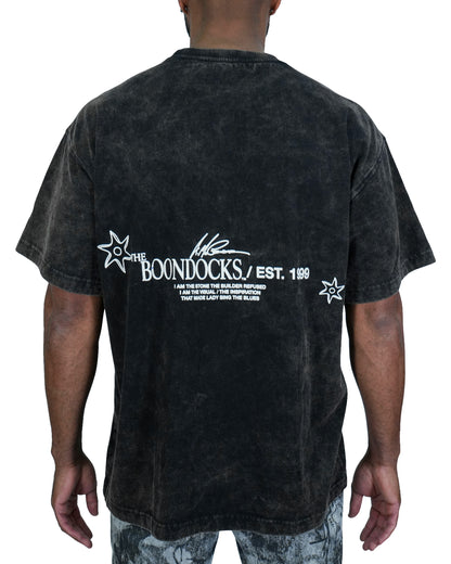 The Boondocks Riley King Oversized Black Acid Wash T-Shirt