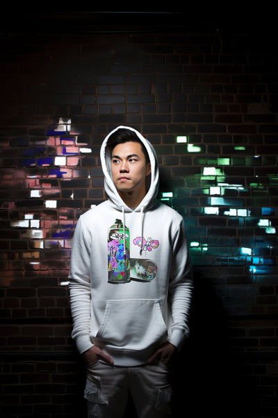 Bode Tour Spray Can Edición limitada Sudadera con capucha de doble cara Blanco