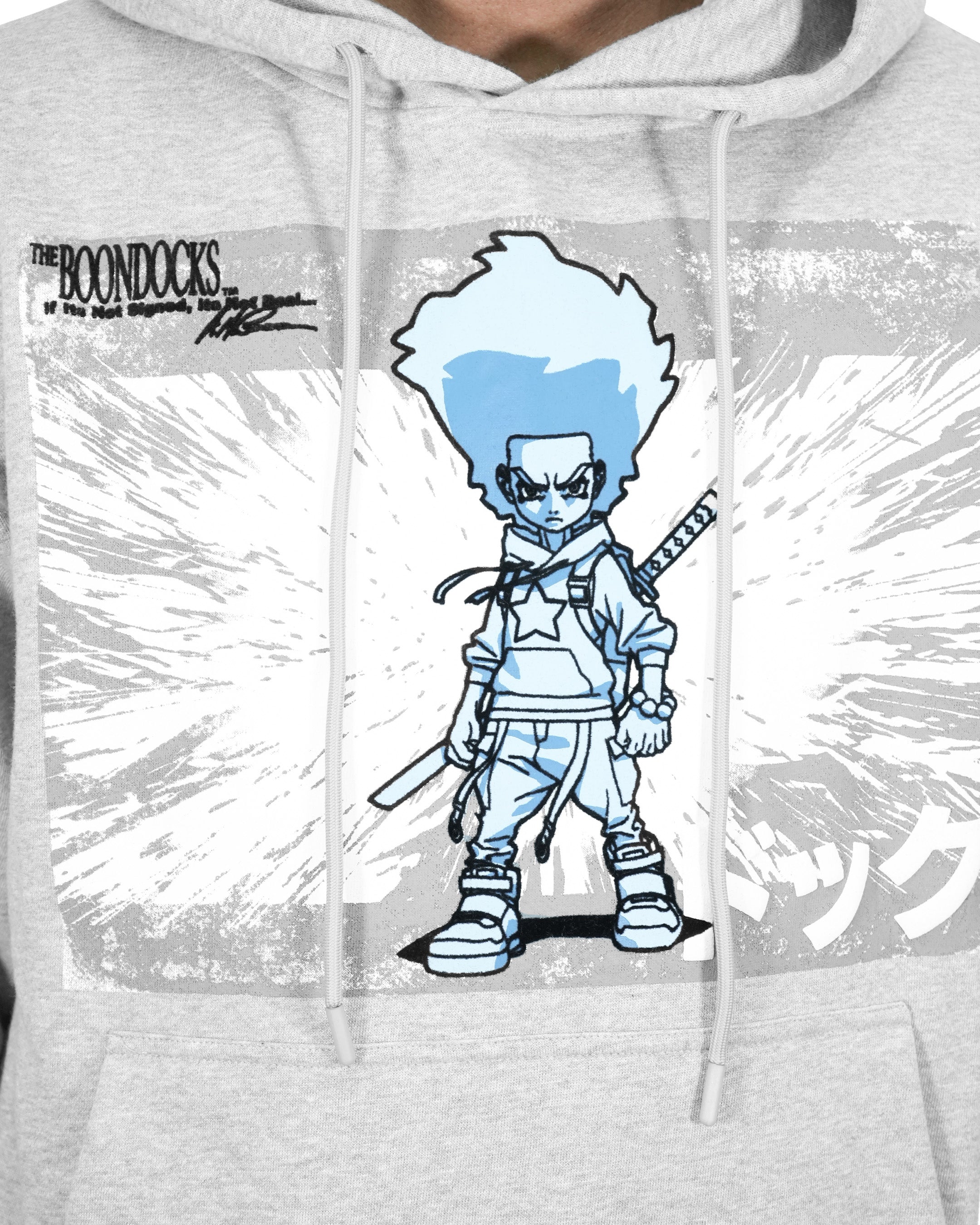 The Boondocks Huey Samurai Warrior Oversized Heather Grey Hoodie