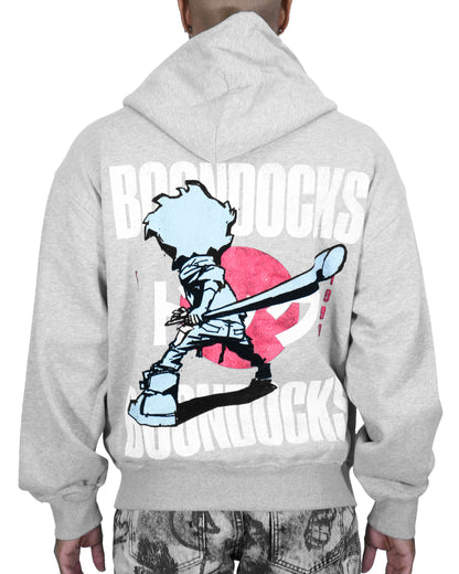 The Boondocks Huey Samurai Warrior Oversized Heather Grey Hoodie