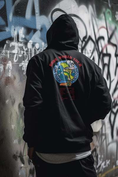 Bode World Tour "Tanking Around" Sudadera con capucha de edición limitada de doble cara Negro