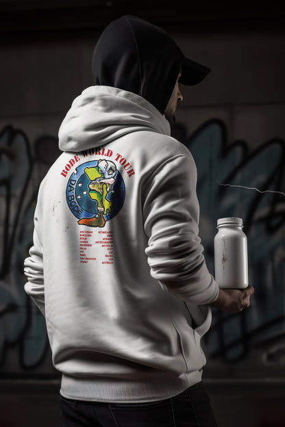 Bode Tour Spray Can Edición limitada Sudadera con capucha de doble cara Blanco