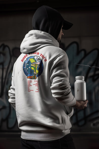 Bode Tour Logo Limited Edition Double Sided Hoodie White