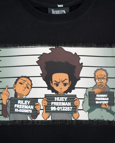 The Boondocks - Family Mugshot Black Stoned T-Shirt