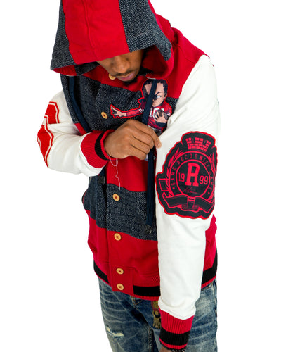 The Boondocks Riley Football Knit sudadera con capucha roja