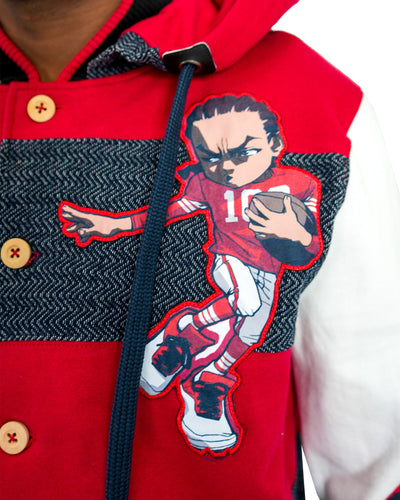 The Boondocks Riley Football Knit sudadera con capucha roja