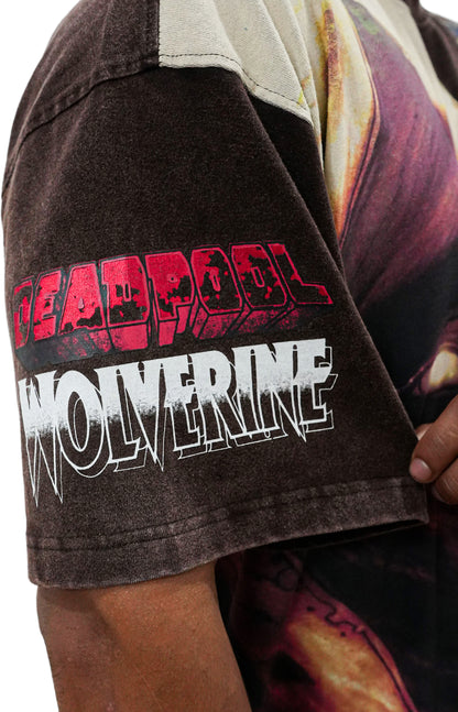 Deadpool x Wolverine - Claws and Chaos  Oversized Brown T-Shirt