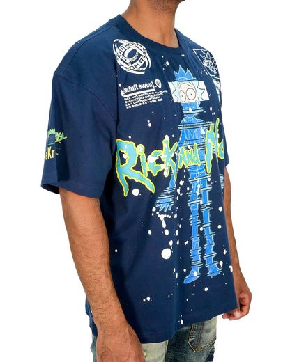 Rick & Morty - Glitch Rick Blue Oversized T-Shirt