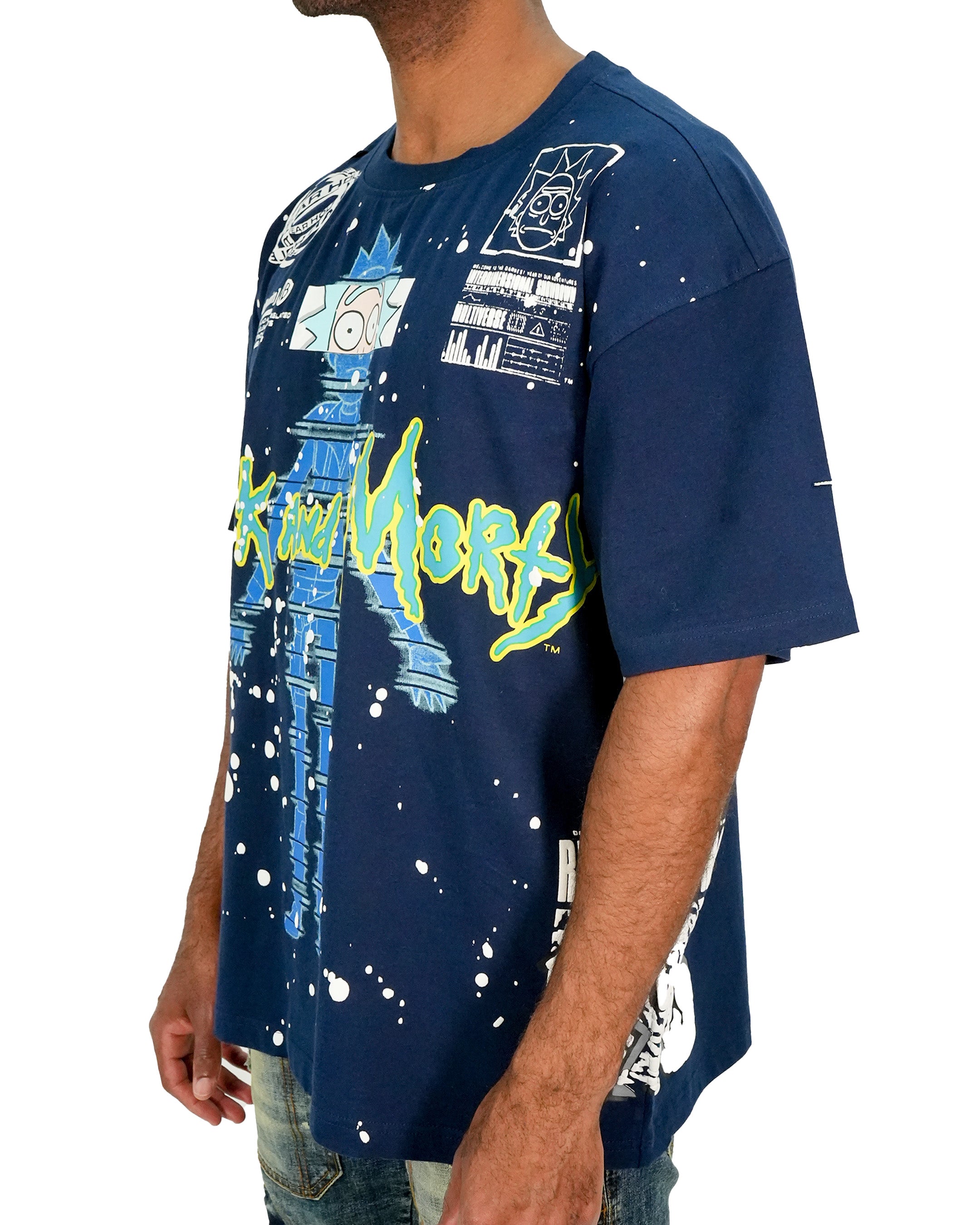 Rick & Morty - Glitch Rick Blue Oversized T-Shirt