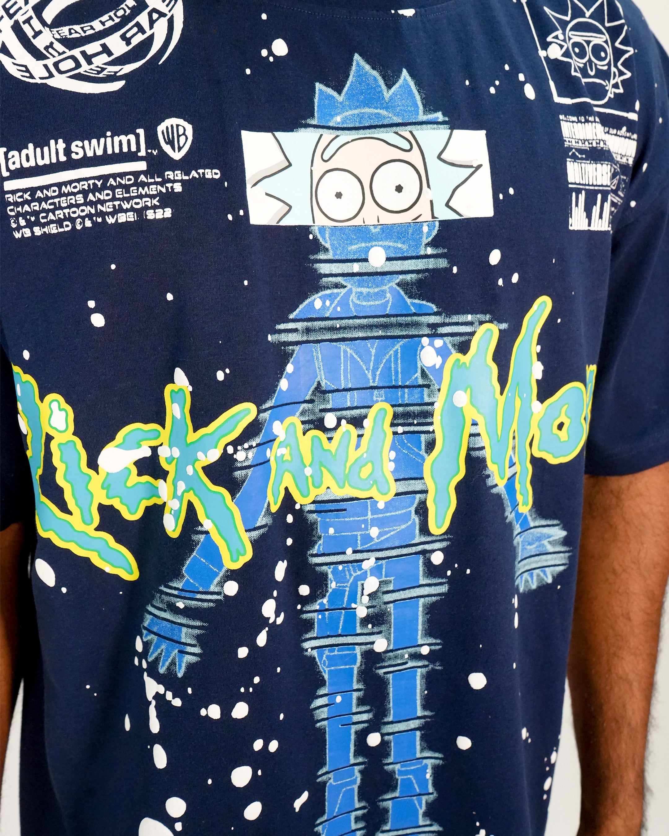 Rick & Morty - Glitch Rick Blue Oversized T-Shirt