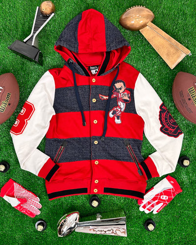 The Boondocks Riley Football Knit sudadera con capucha roja