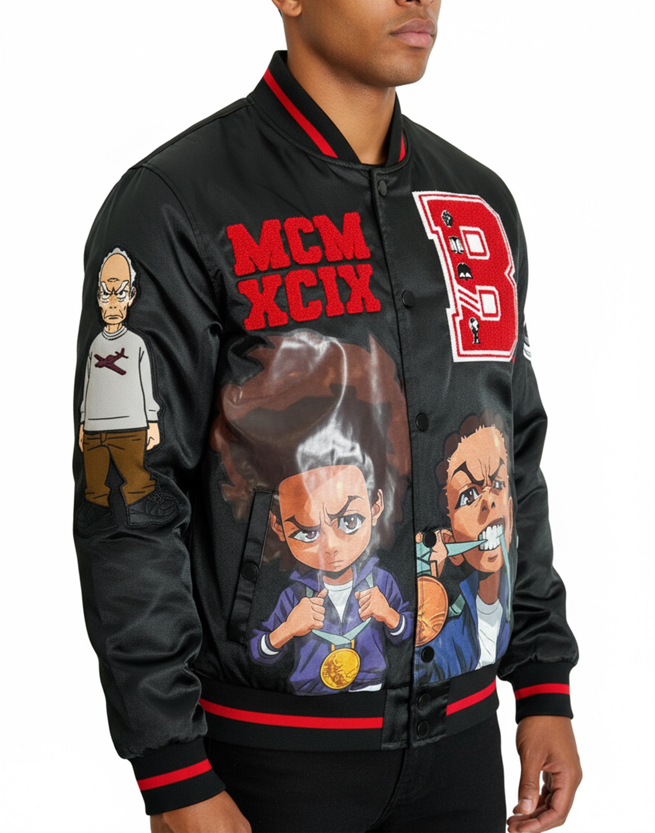 The Boondocks - Olympians Black Varsity Satin Jacket