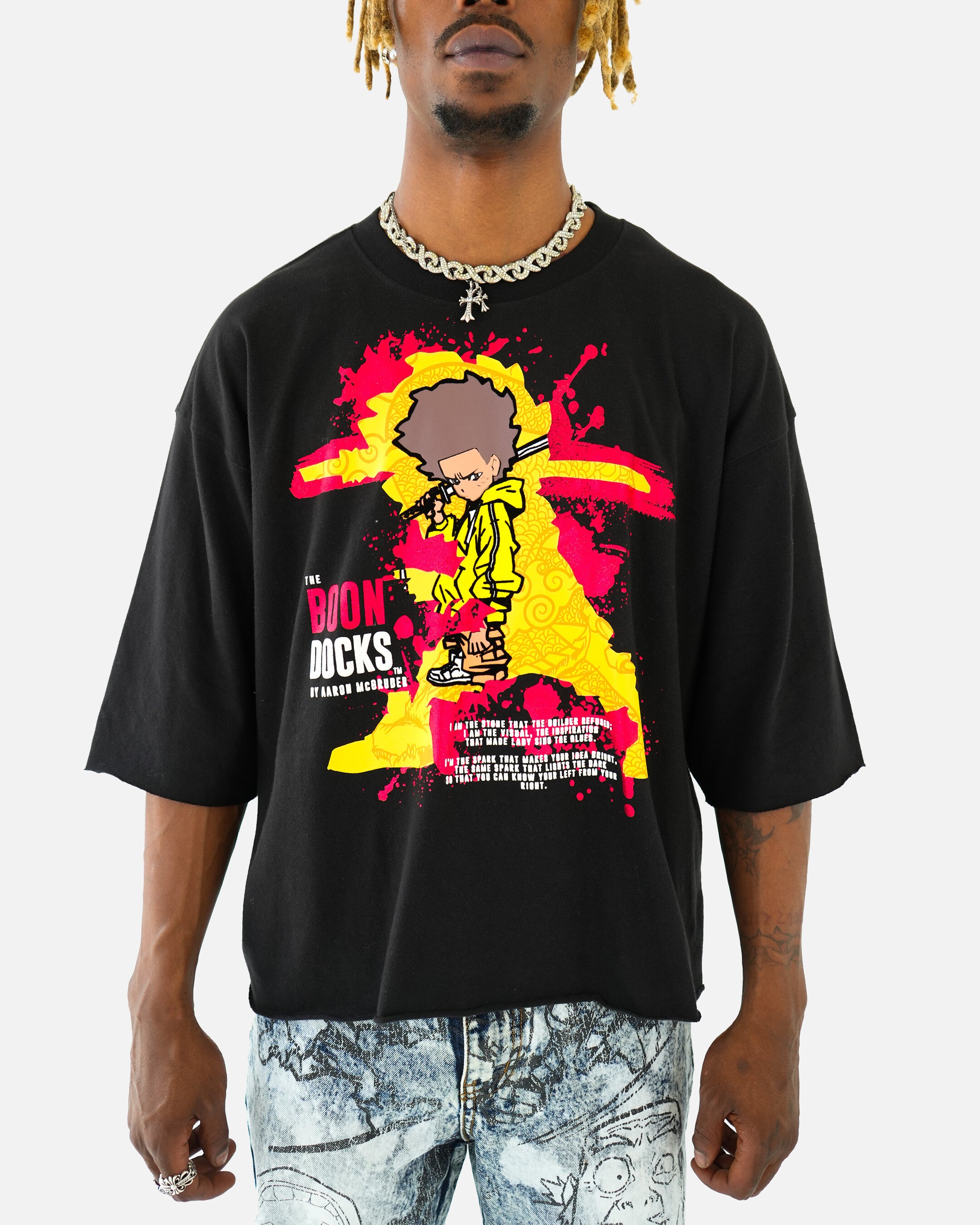 The Boondocks Freeman's Fury Cropped Black T-Shirt