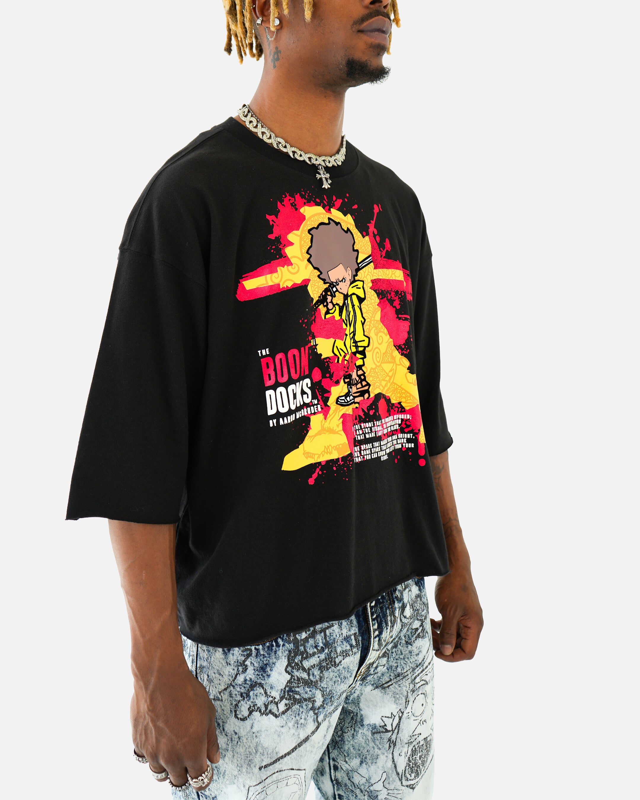 The Boondocks Freeman's Fury Cropped Black T-Shirt