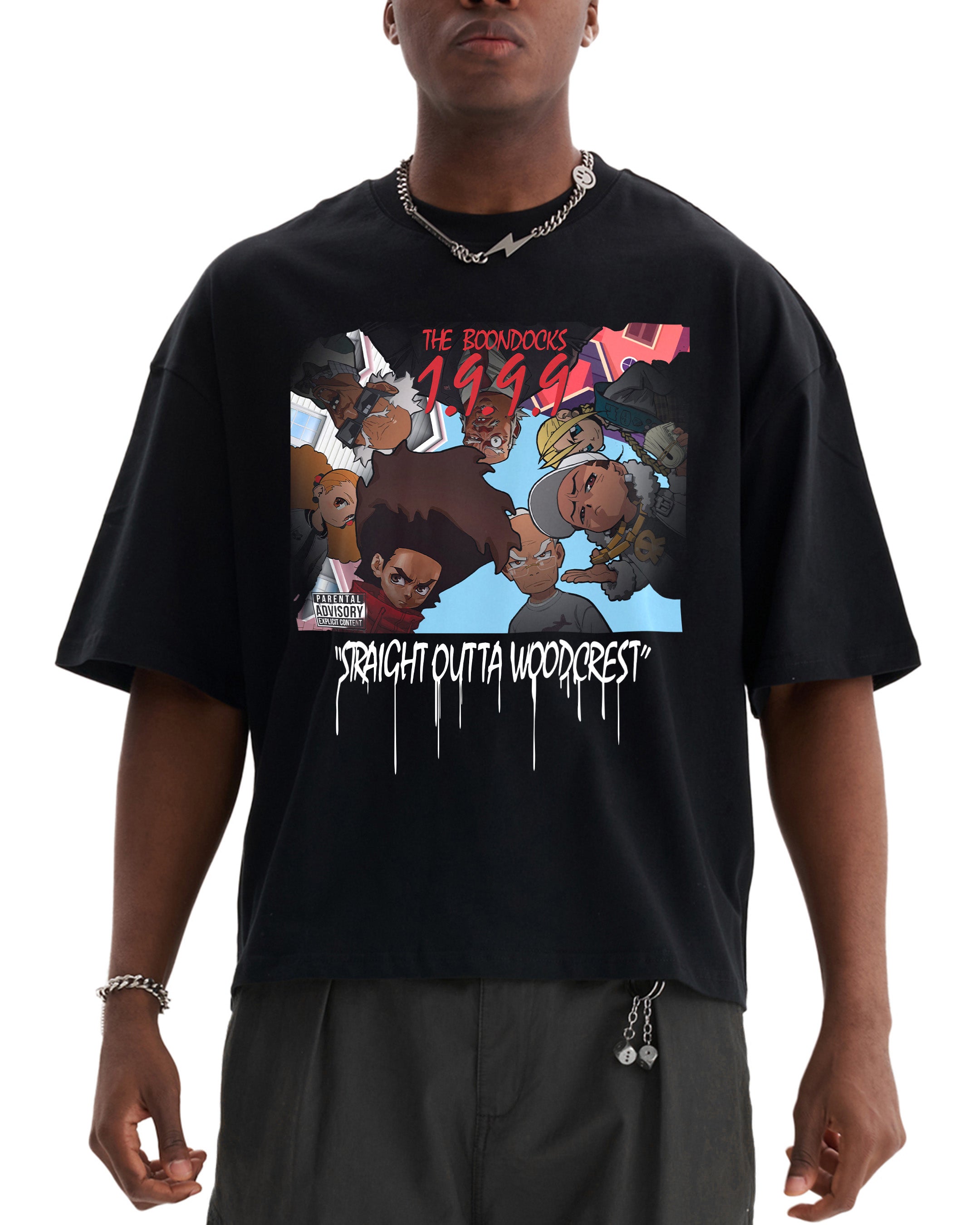 The Boondocks Straight Outta Woodcrest Cropped Black T-Shirt
