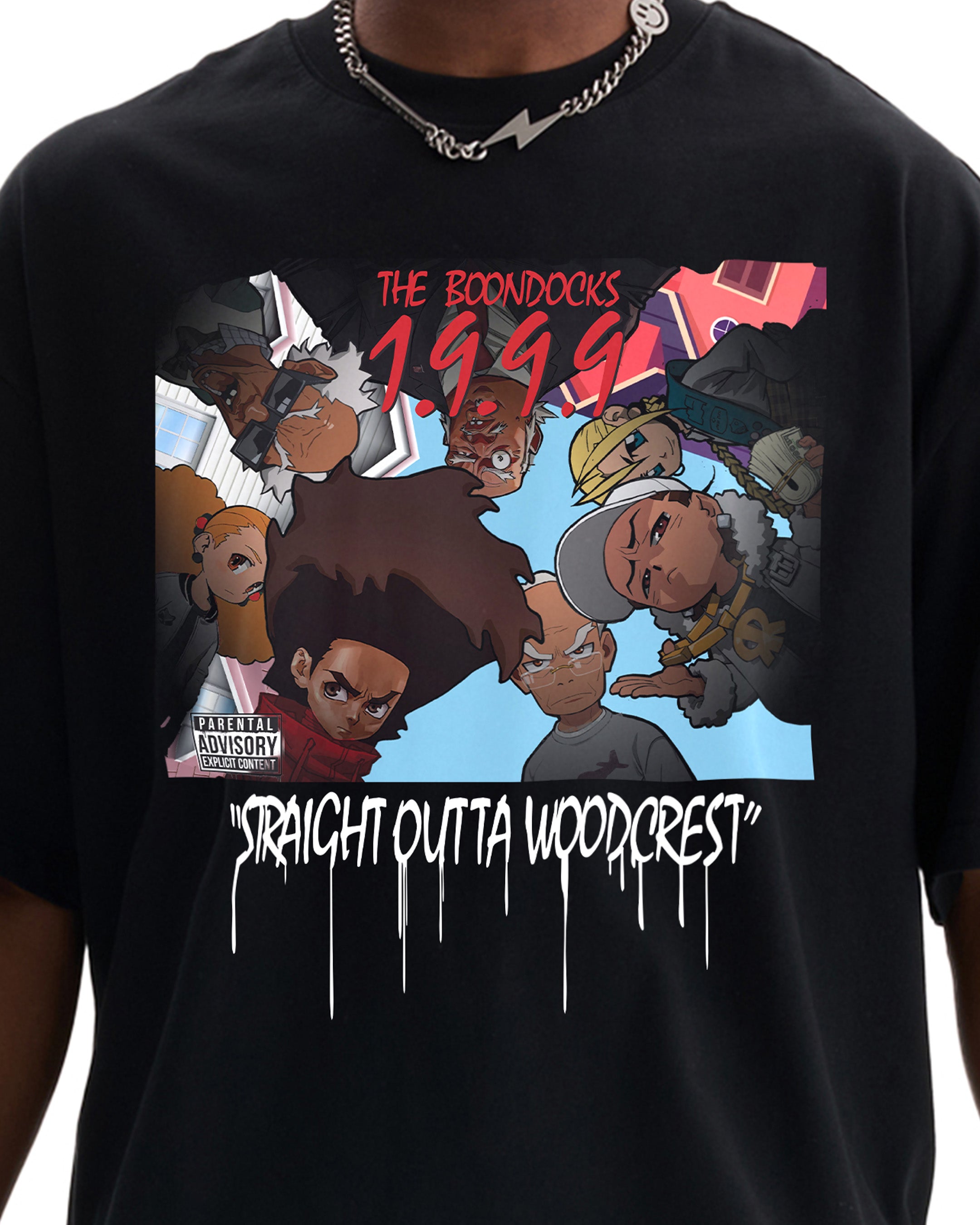 The Boondocks Straight Outta Woodcrest Cropped Black T-Shirt