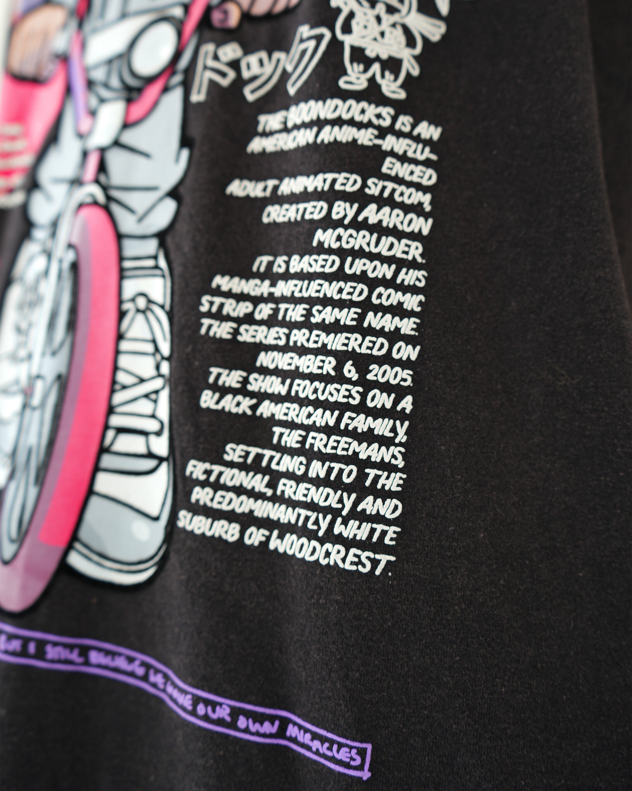 The Boondocks The Freeman Cycle Black Stone Wash T-Shirt