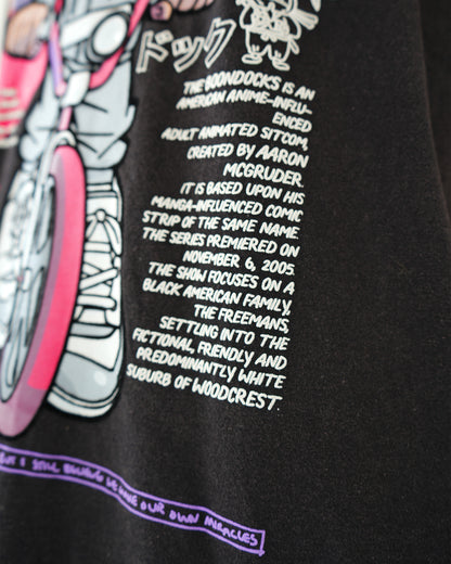 The Boondocks The Freeman Cycle Black Stone Wash T-Shirt