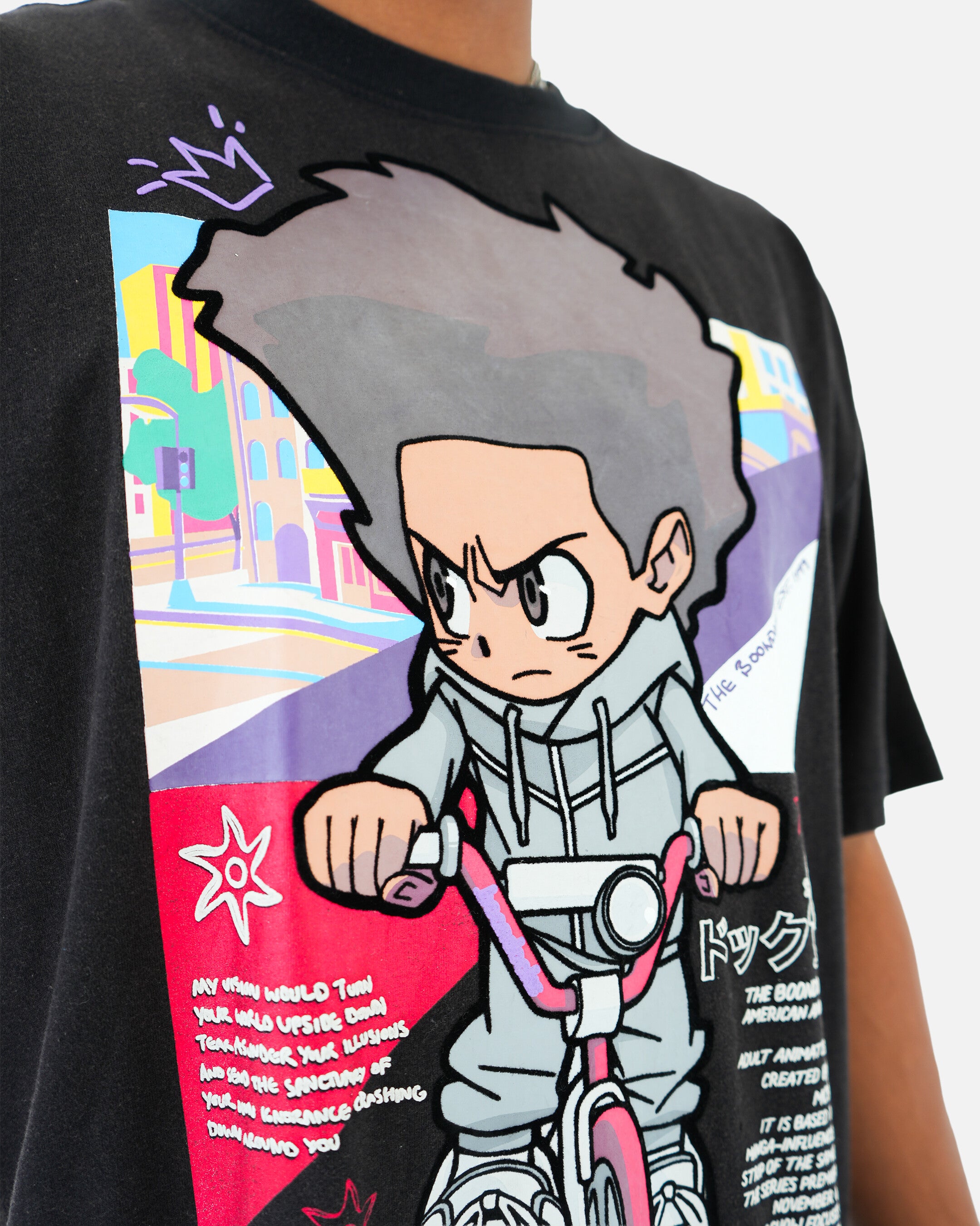 The Boondocks The Freeman Cycle Black Stone Wash T-Shirt
