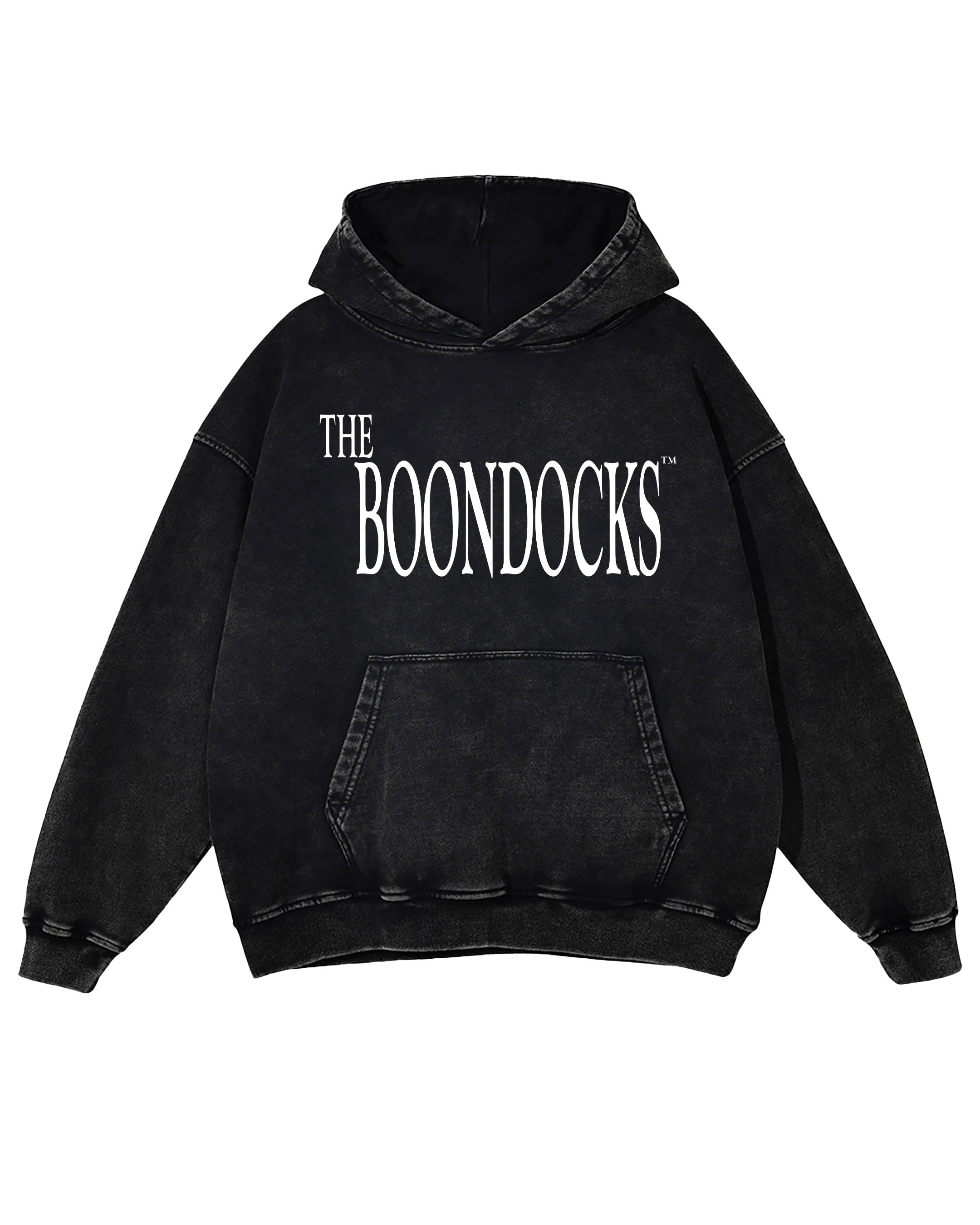 The Boondocks - Huey Khaled Acid Wash Oversize Black Heavyweight Hoodie