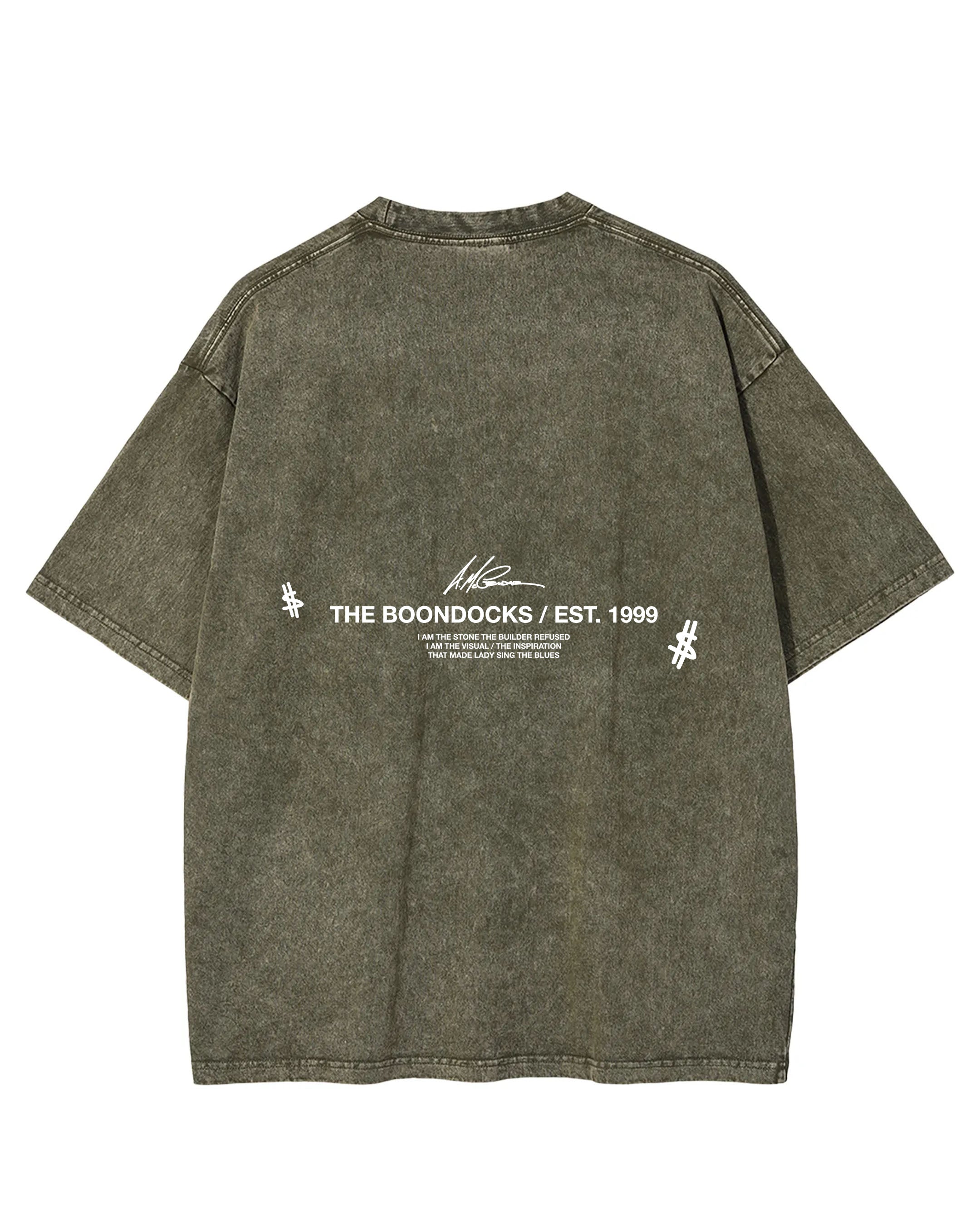 The Boondocks - Huey Khaled Acid Wash Oversize Olive T-Shirt