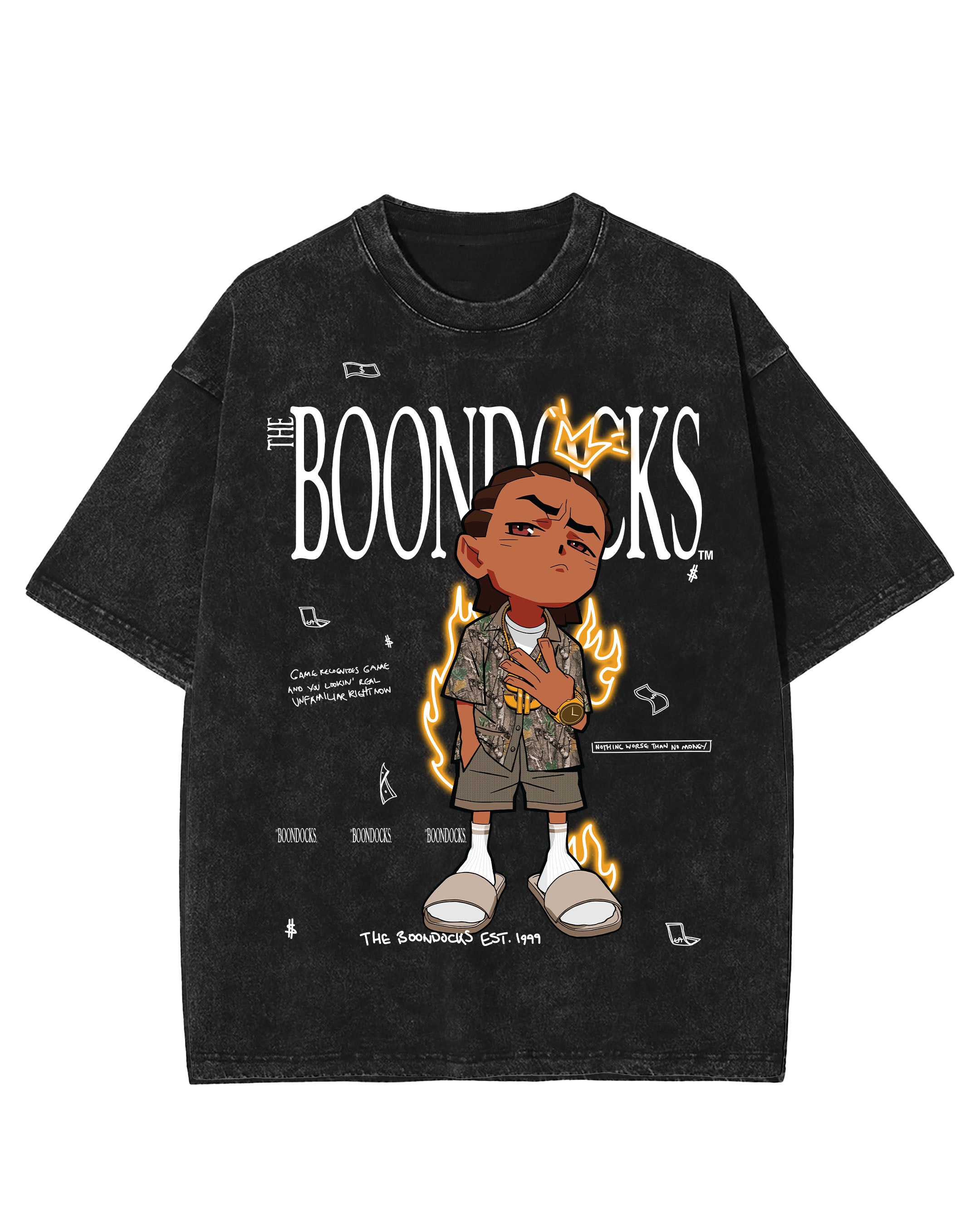 The Boondocks - Riley Khaled Acid Wash Oversize Black T-Shirt