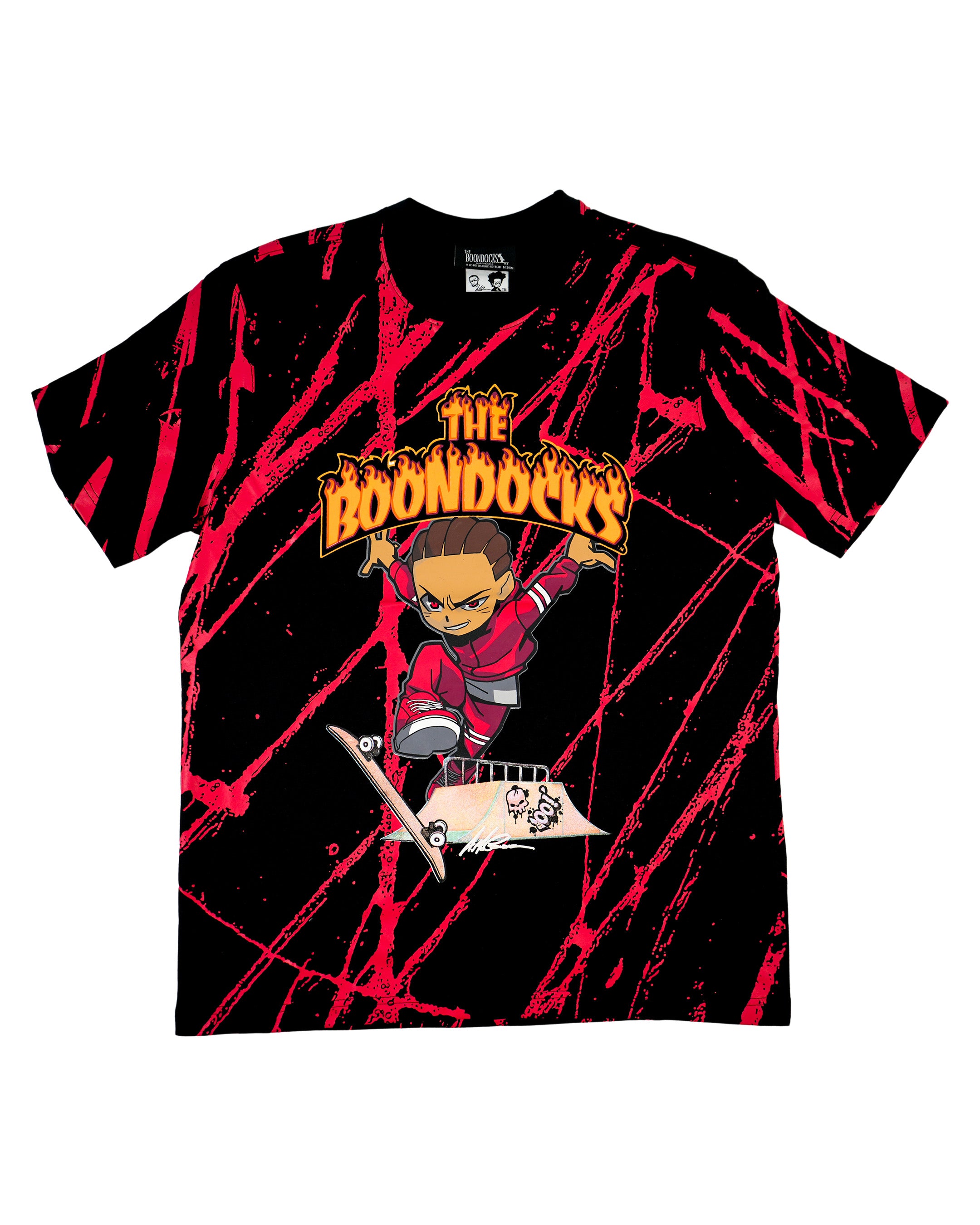 The Boondocks - Riley Skate Flames Black T-Shirt