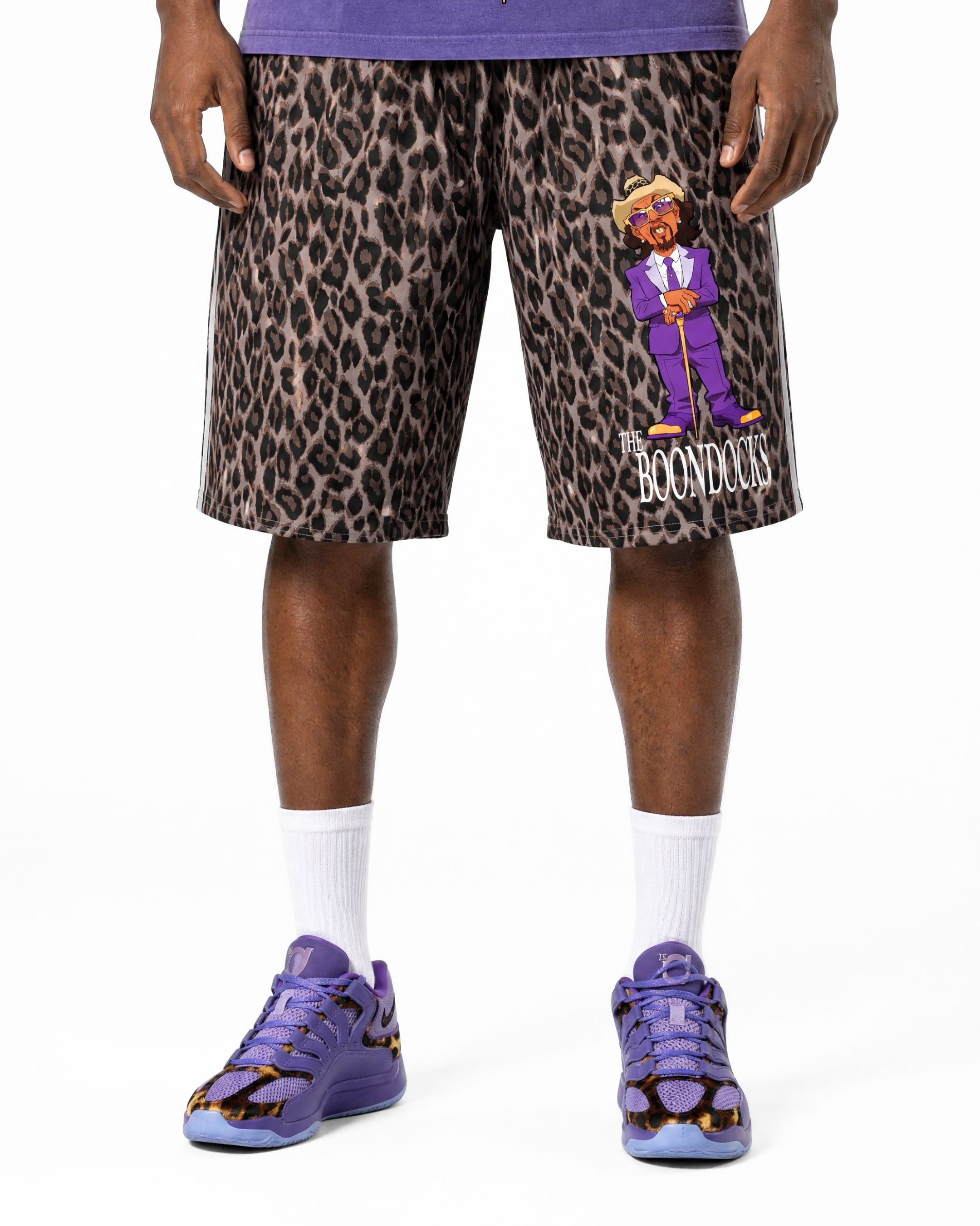 The Boondocks Slickback Leopard Drawstring Shorts