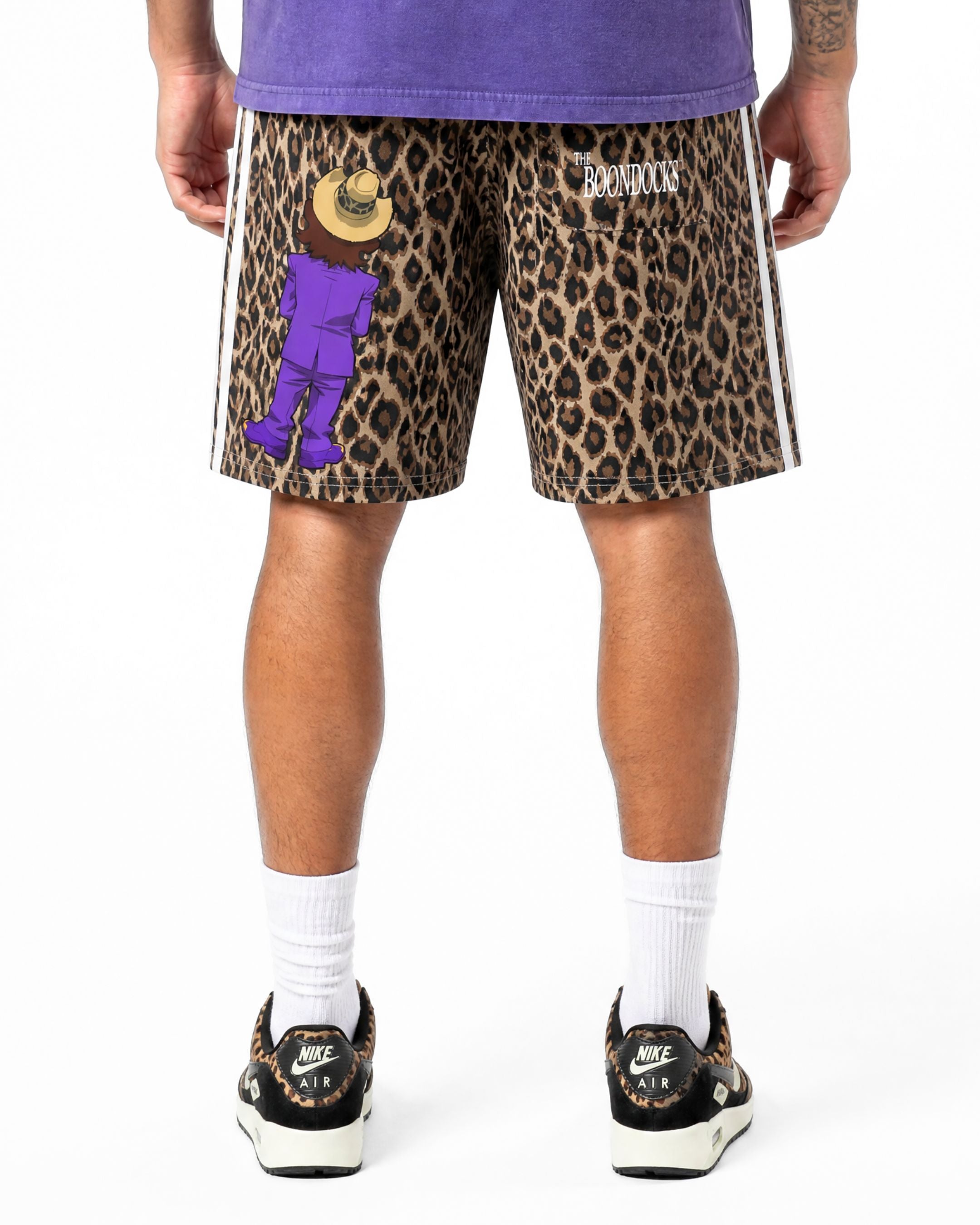 The Boondocks Slickback Leopard Drawstring Shorts