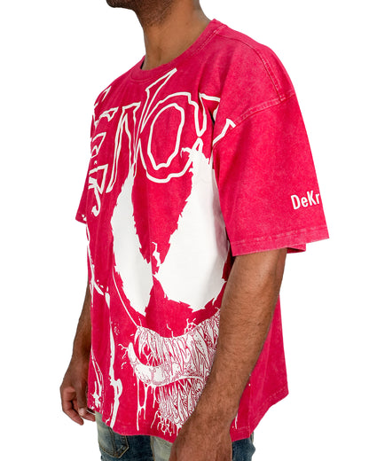 Venom™ - Hyper Venom Red Acid Wash Oversized T-Shirt