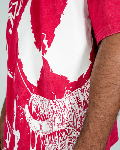 Venom™ - Hyper Venom Red Acid Wash Oversized T-Shirt