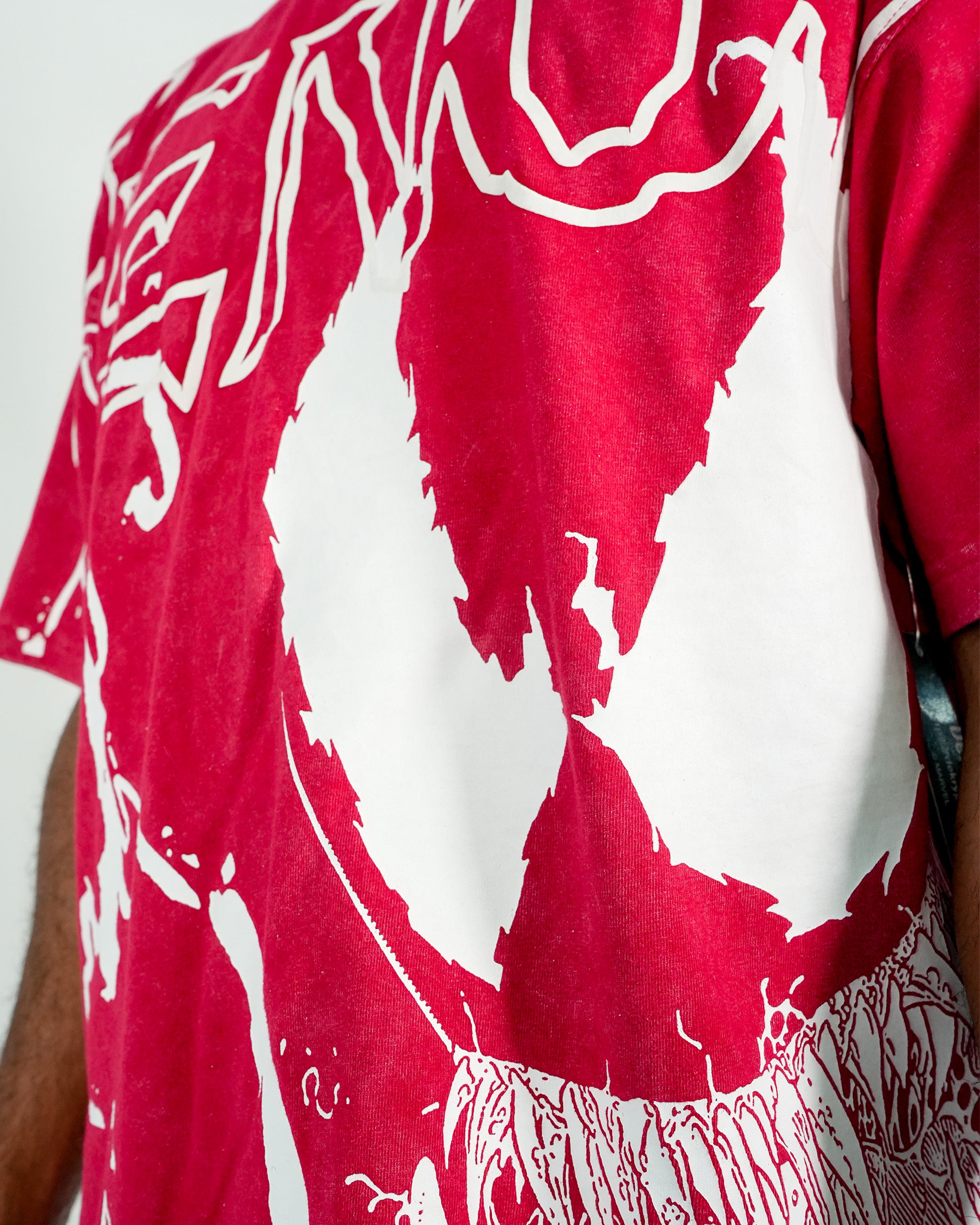 Venom™ - Hyper Venom Red Acid Wash Oversized T-Shirt