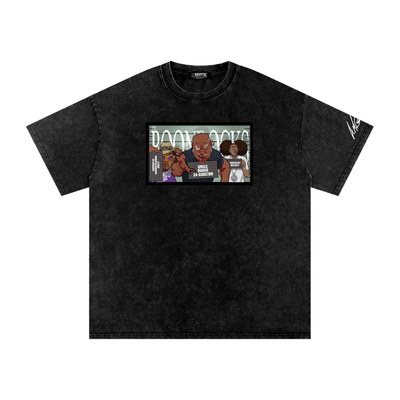 The Boondocks Villains Line Up Oversize Acid Wash T-Shirt