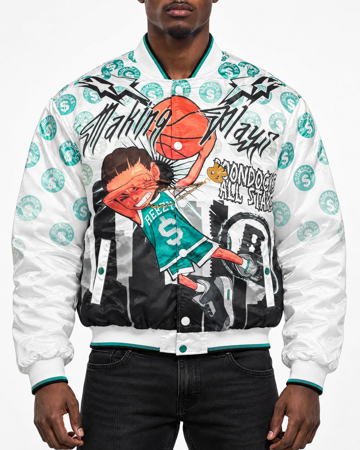 The Boondocks Riley's Making Plays White Varsity Jacket