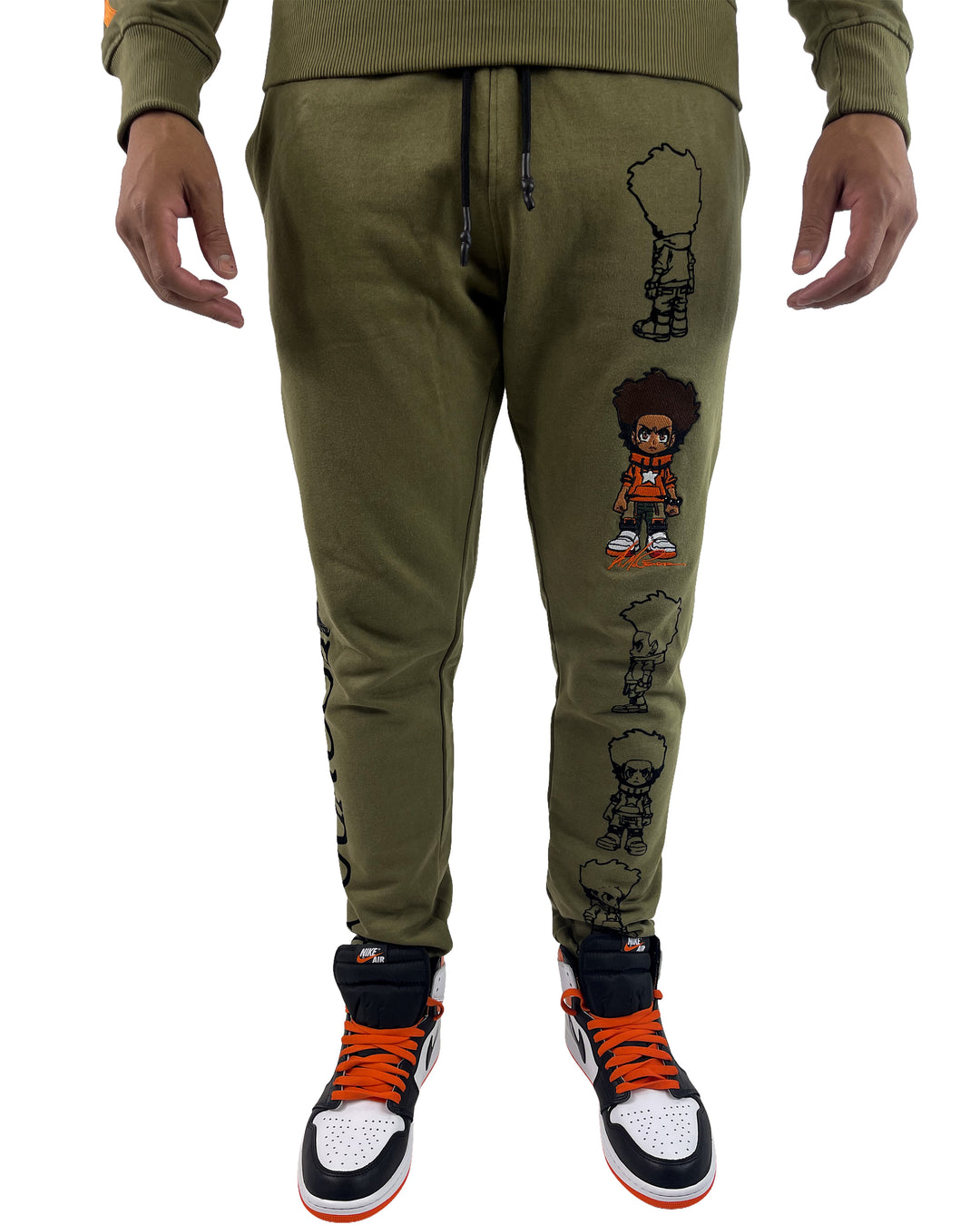 deKryptic x The Boondocks - Huey Embroidered Olive Sweatpants