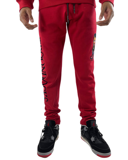 deKryptic x The Boondocks - Riley Embroidered Red Sweatpants