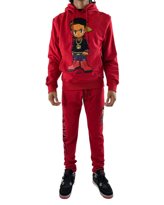 deKryptic x The Boondocks - Riley Embroidered Red Sweatpants