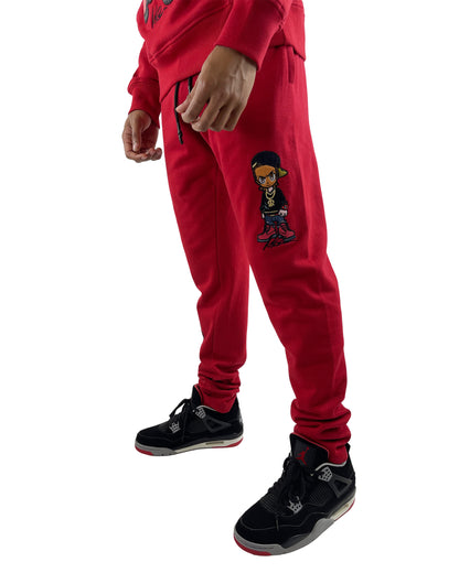 deKryptic x The Boondocks - Riley pantalones deportivos rojos bordados