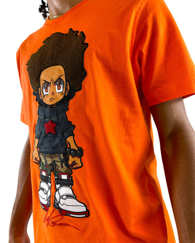 deKryptic x The Boondocks - Huey Embroidered Orange T-Shirt