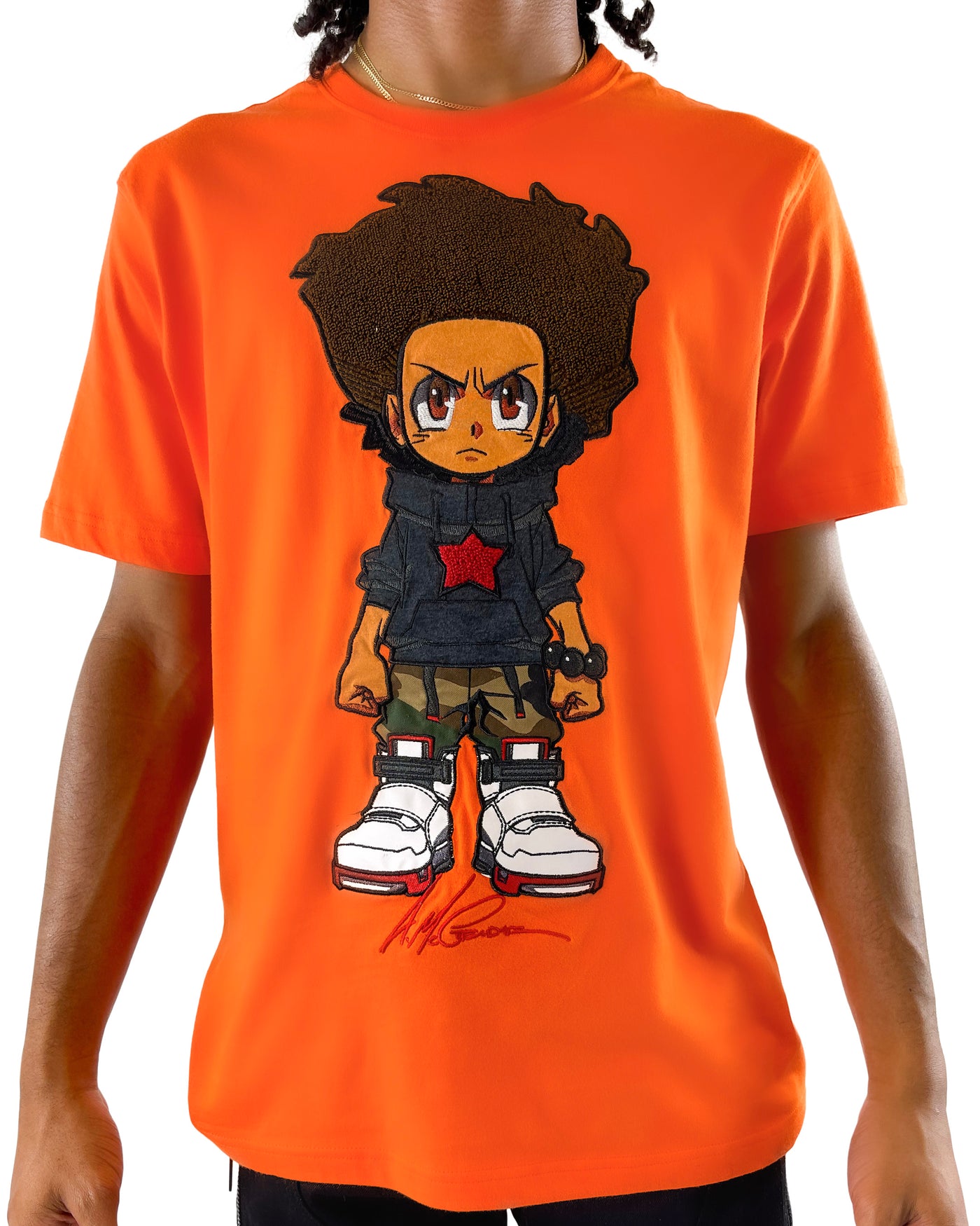 deKryptic x The Boondocks - Huey Embroidered Orange T-Shirt