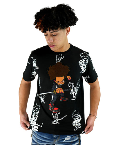 The Boondocks - Ninja Huey Chenille Black T-Shirt