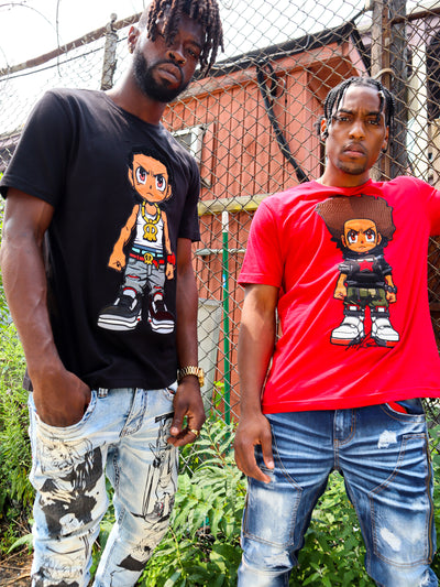 deKryptic x The Boondocks - Huey Embroidered Red T-Shirt