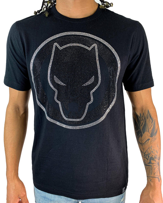 deKryptic x Marvel© x Black Panther - Guardian - Rhinestone Black T-Shirt - de•Kryptic