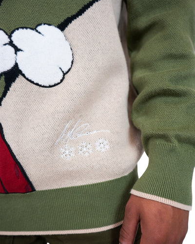 The Boondocks - Huey Brick Outside Olive Jacquard Knit Sweater