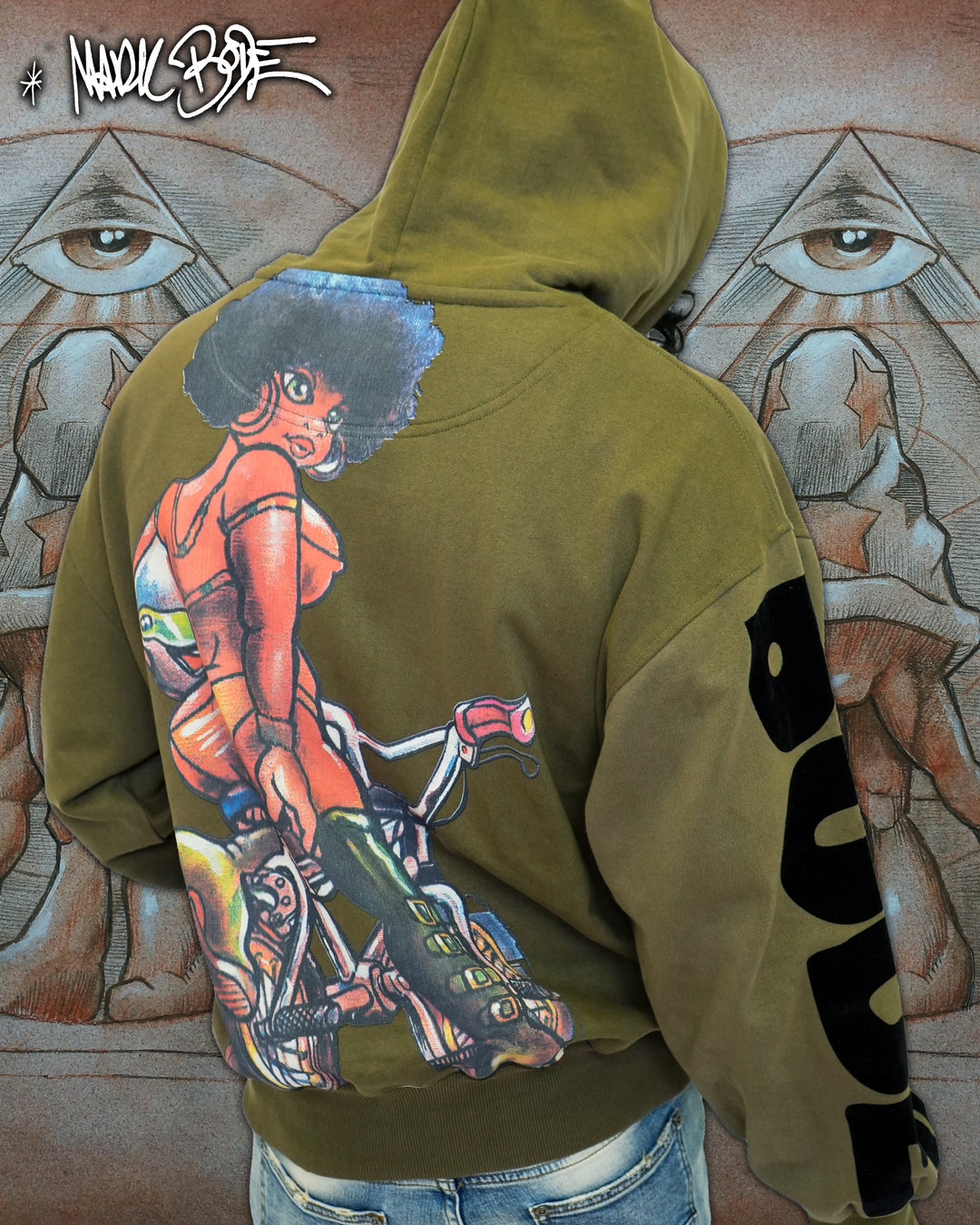 Mark Bodē Cheech Chilling Olive Knit Hoodie