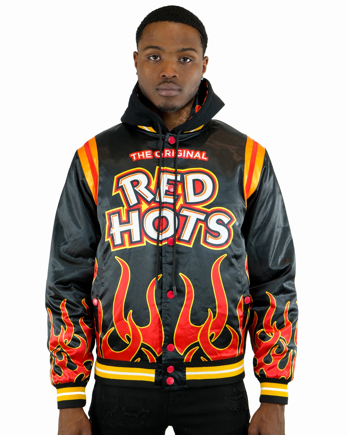 Red Hots® Varsity Satin Black Jacket