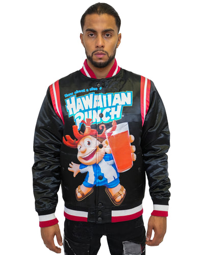 Hawaiian Punch® Varsity Satin Black Jacket