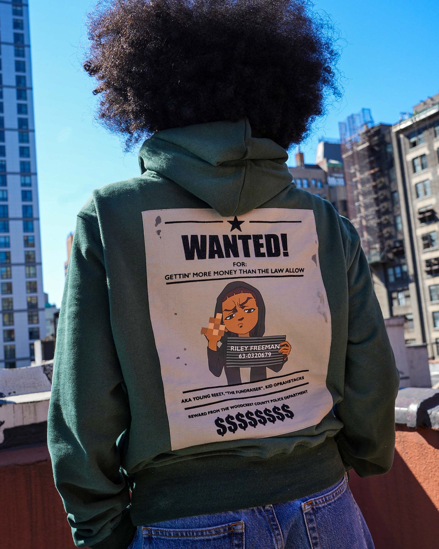 The Boondocks - Riley "WANTED" Forest Green Knit Hoodie