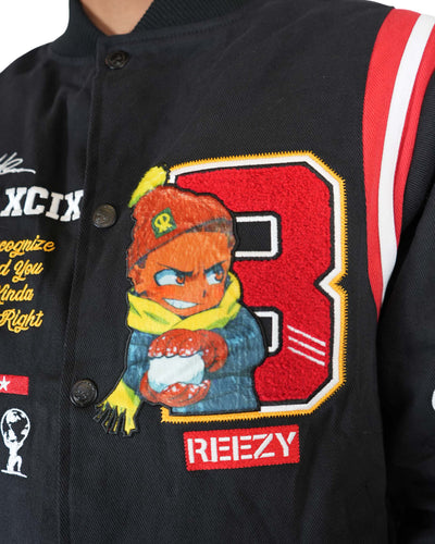 deKryptic x The Boondocks - Riley "Reezy" Black Varsity Twill Jacket