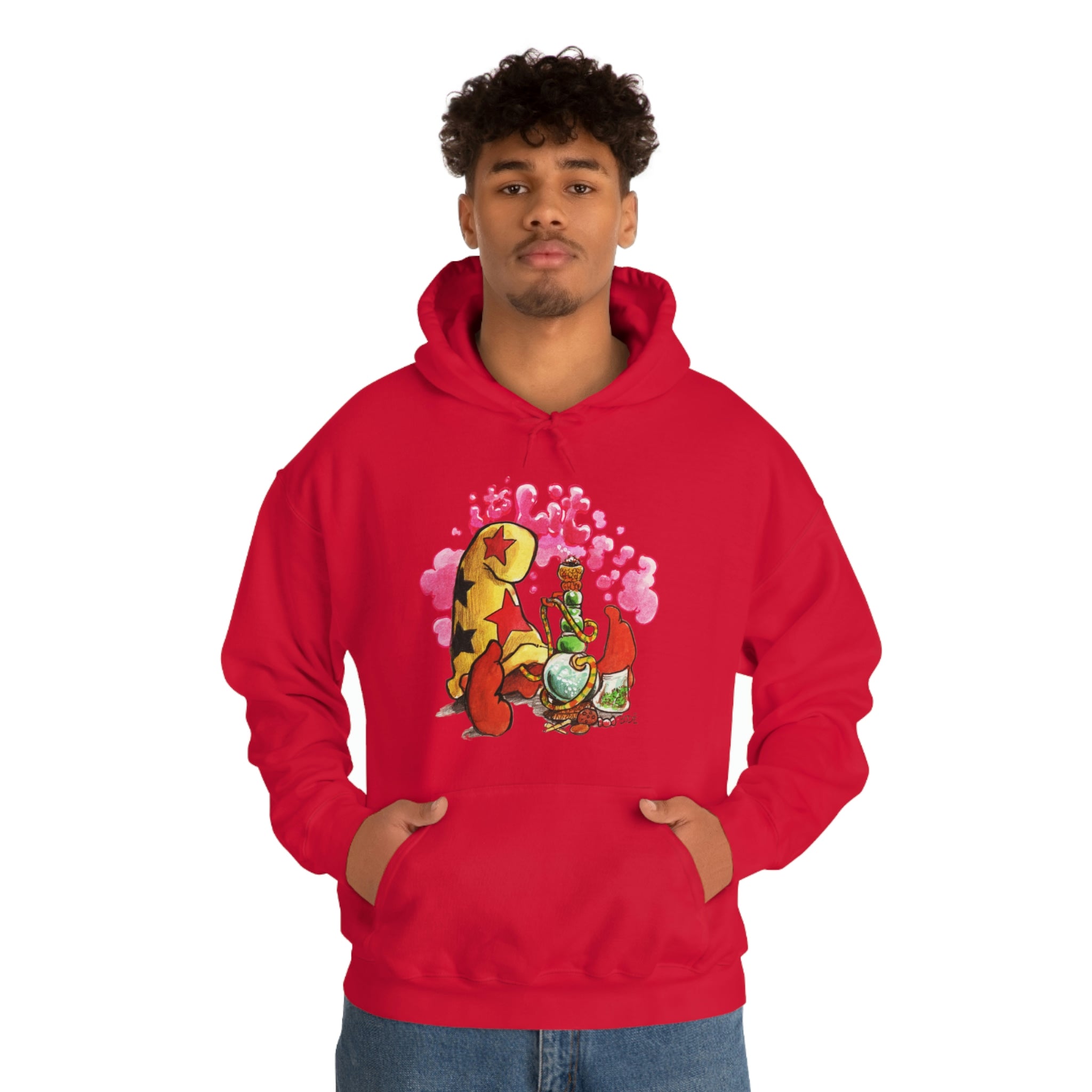 Bode "It's Lit" Cheech Limited Edition Double-Sided Heavy Blend Red Hoodie